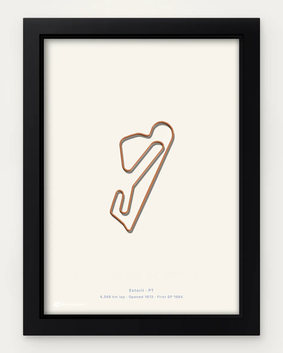 Framed Autódromo do Estoril circuit poster on a solid background