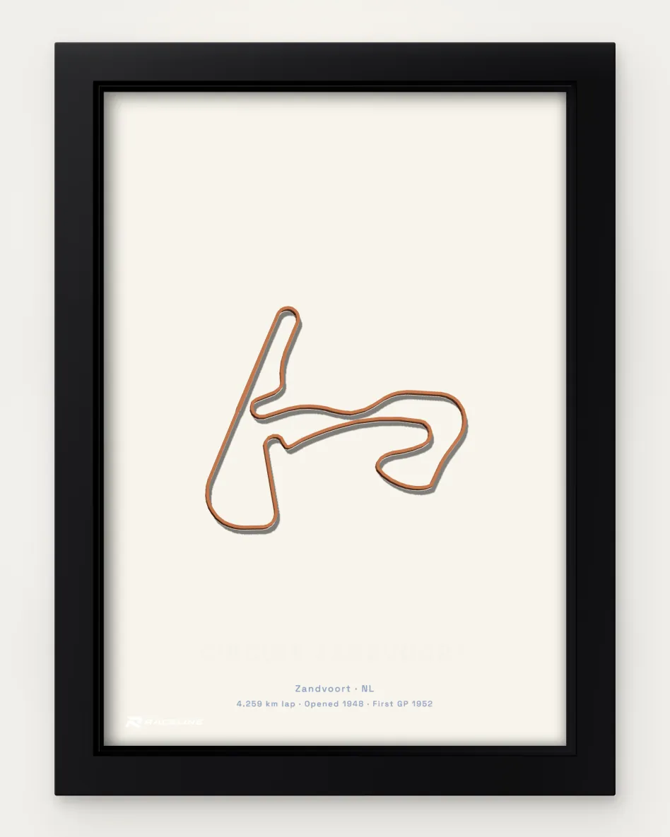 Framed Circuit Zandvoort circuit poster on a solid background