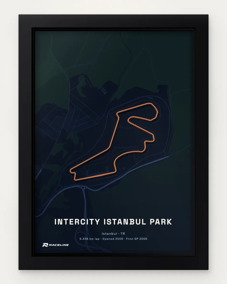 Framed Intercity Istanbul Park circuit poster with a map background
