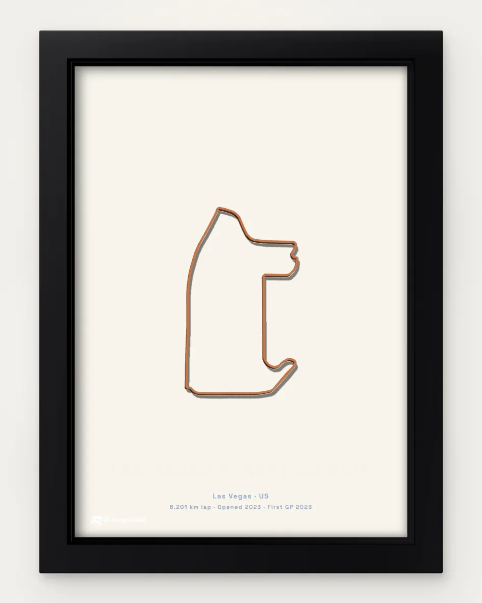 Framed Las Vegas Street Circuit circuit poster on a solid background