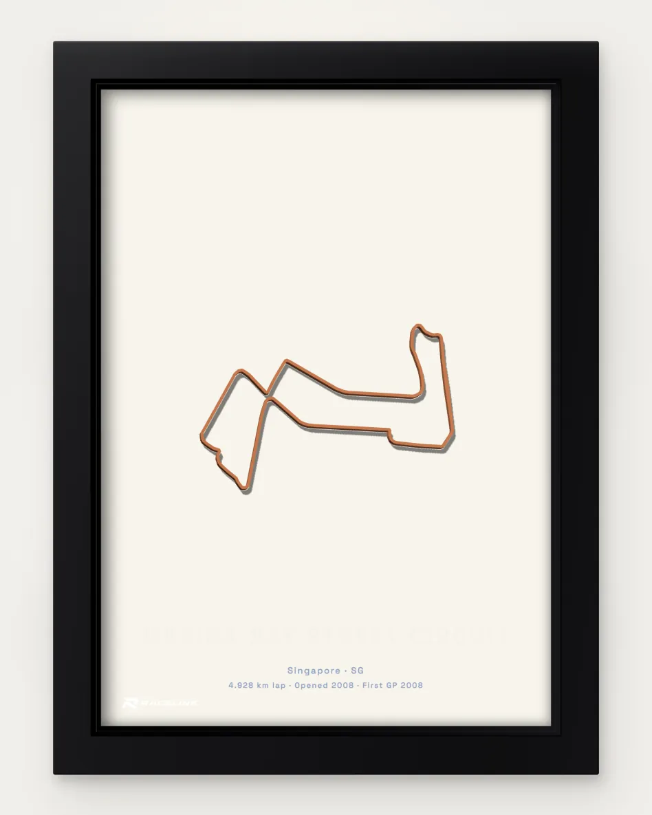 Framed Marina Bay Street Circuit circuit poster on a solid background