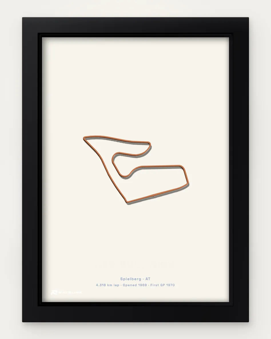 Framed Red Bull Ring circuit poster on a solid background