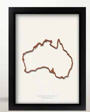 Framed Australia country outline poster on a solid beige background