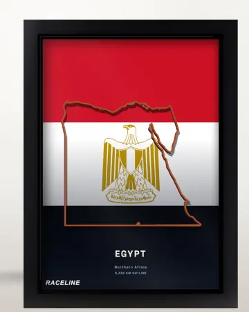 Framed Egypt country outline poster on its flag background