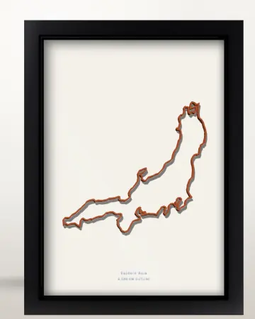 Framed Japan country outline poster on a solid beige background