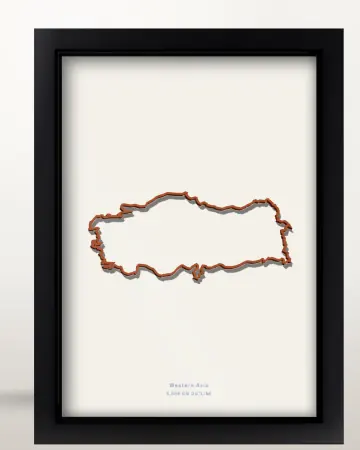 Framed Turkey country outline poster on a solid beige background