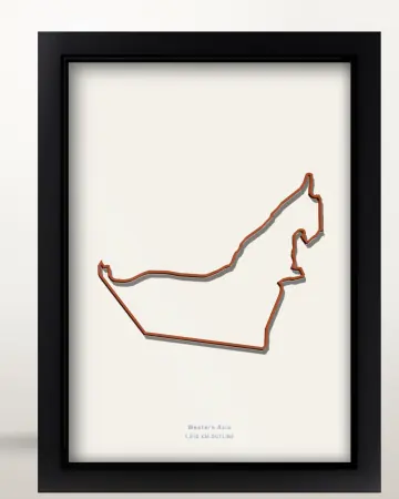 Framed United Arab Emirates country outline poster on a solid beige background