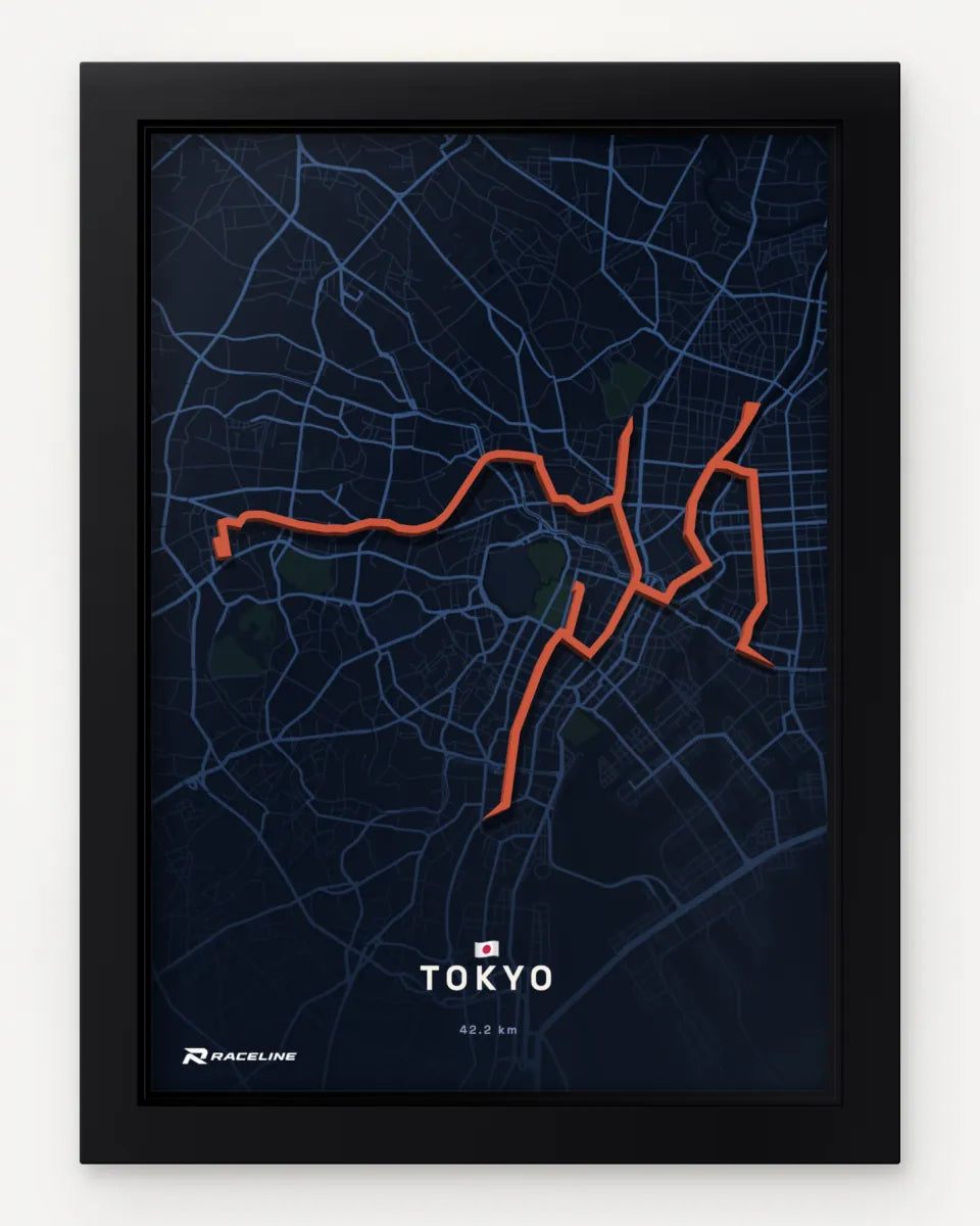 Tokyo Marathon course in a framed map view