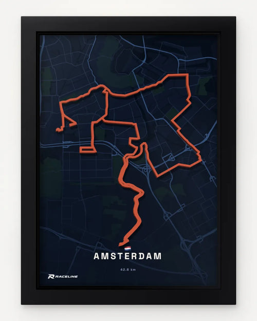 Amsterdam Marathon Course in a framed map view