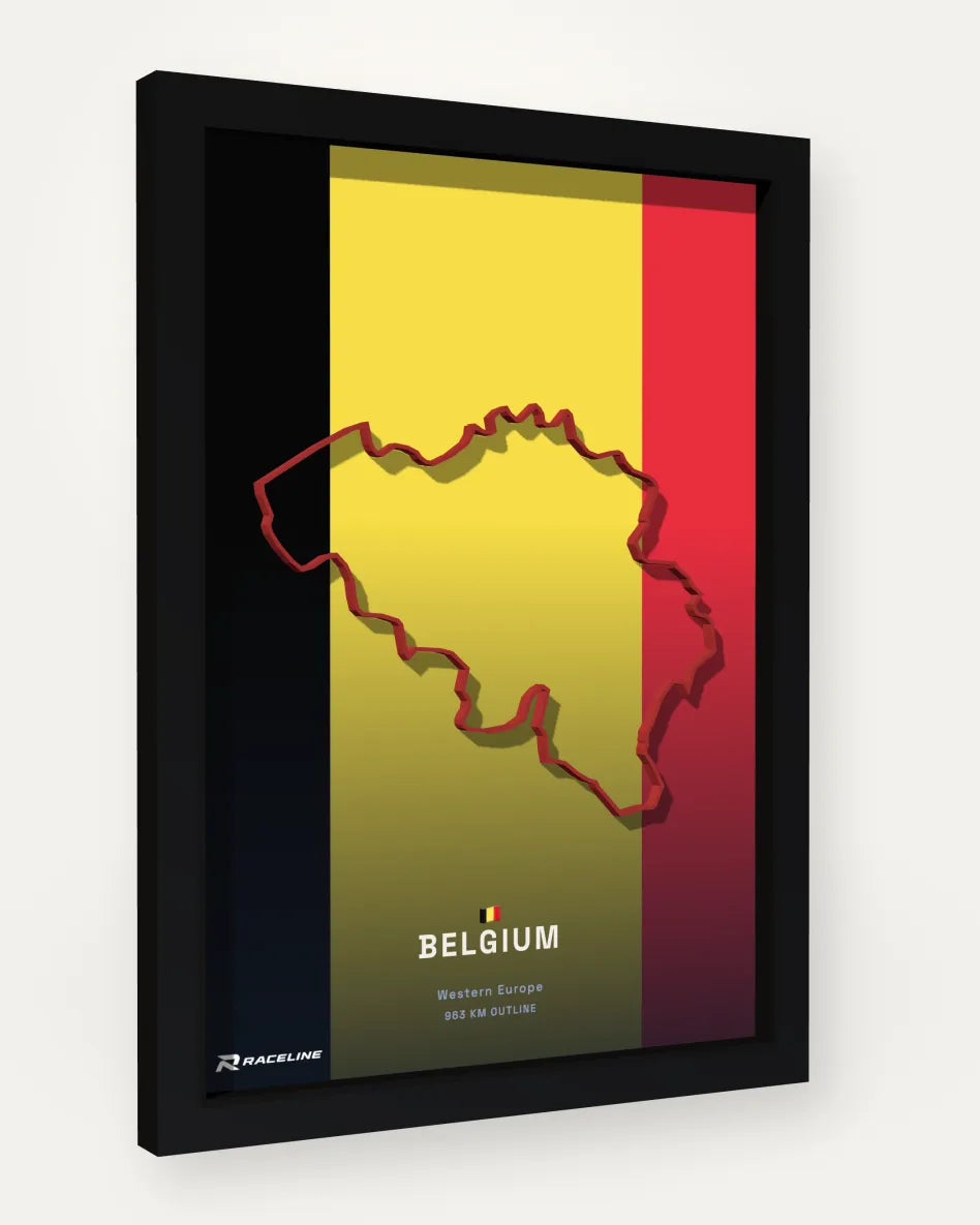 Belgium poster with flag background