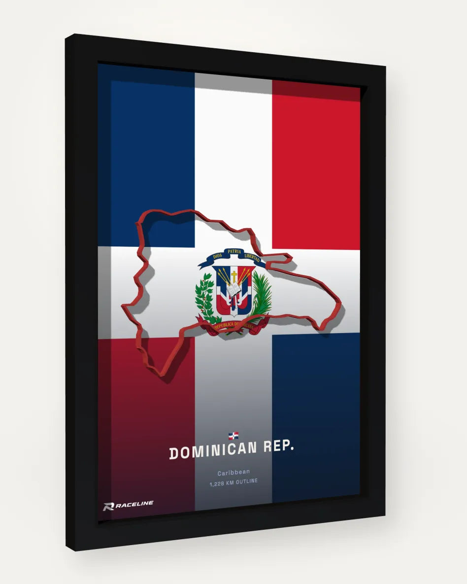 Dominican Rep. poster with flag background