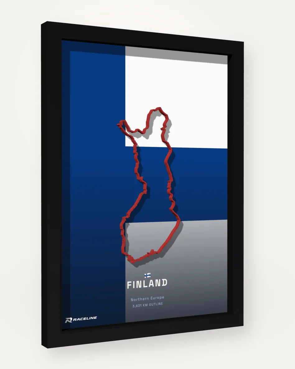 Finland poster with flag background