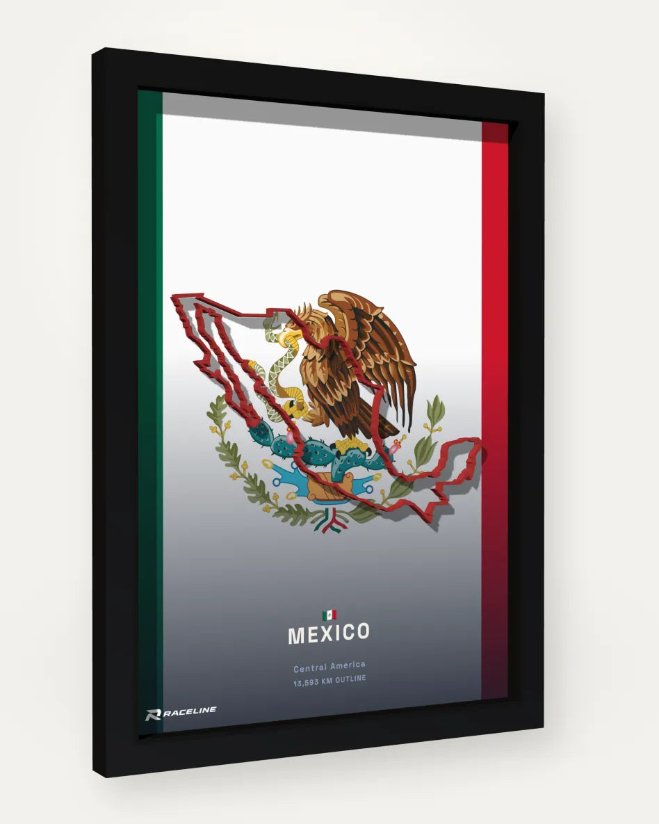 Mexico poster with flag background