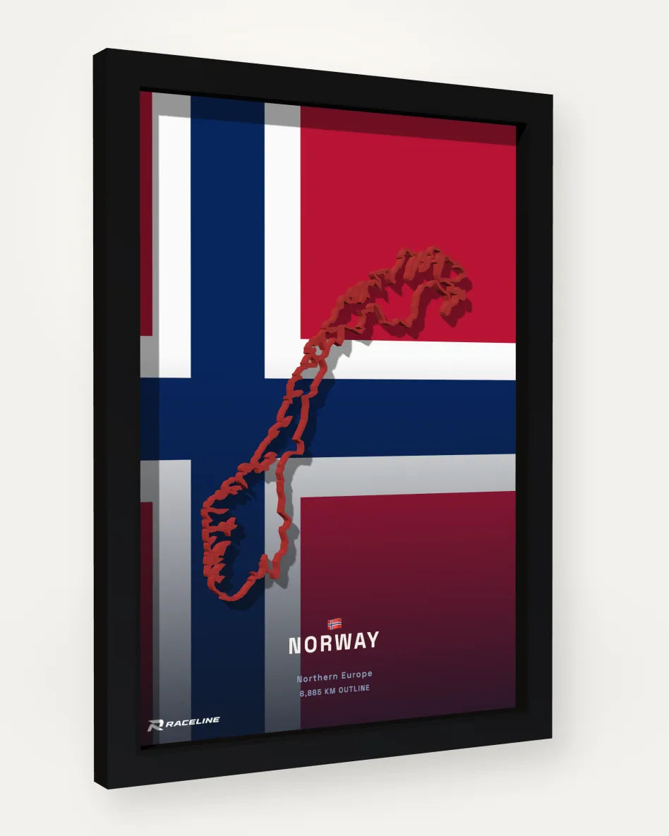 Norway poster with flag background