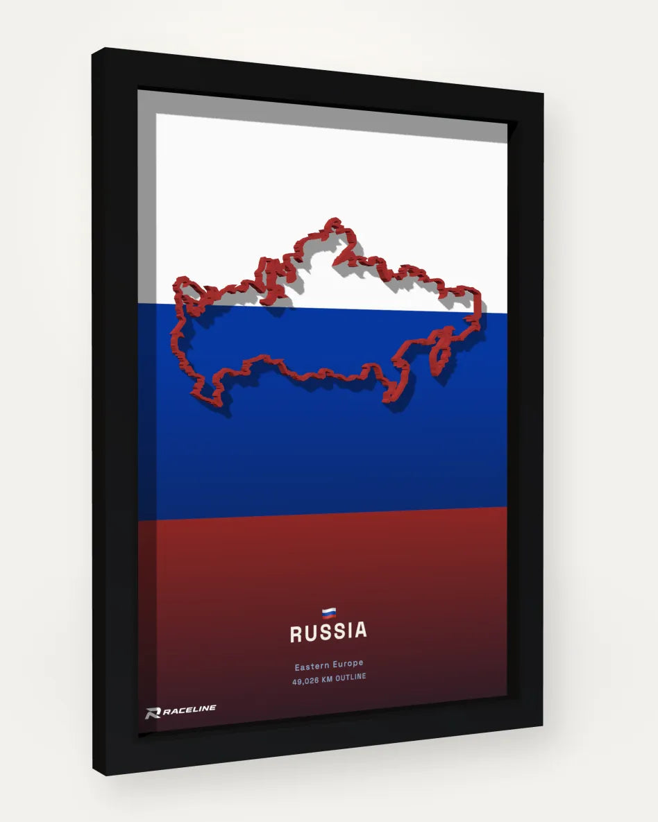 Russia poster with flag background