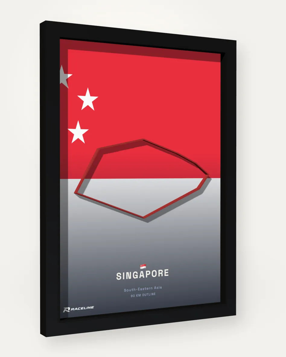 Singapore poster with flag background
