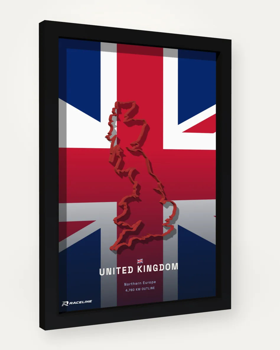 United Kingdom poster with flag background