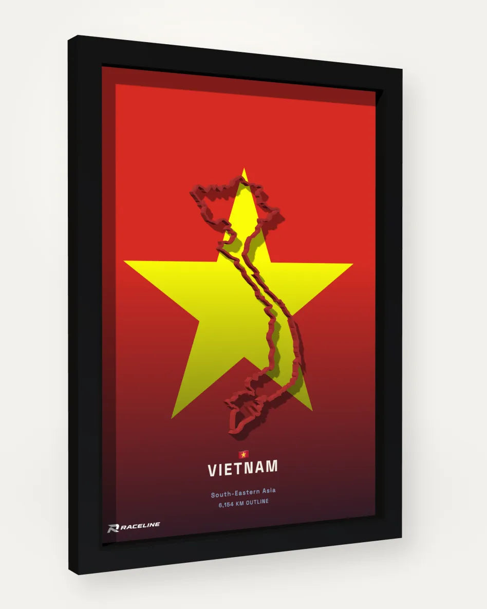 Vietnam poster with flag background