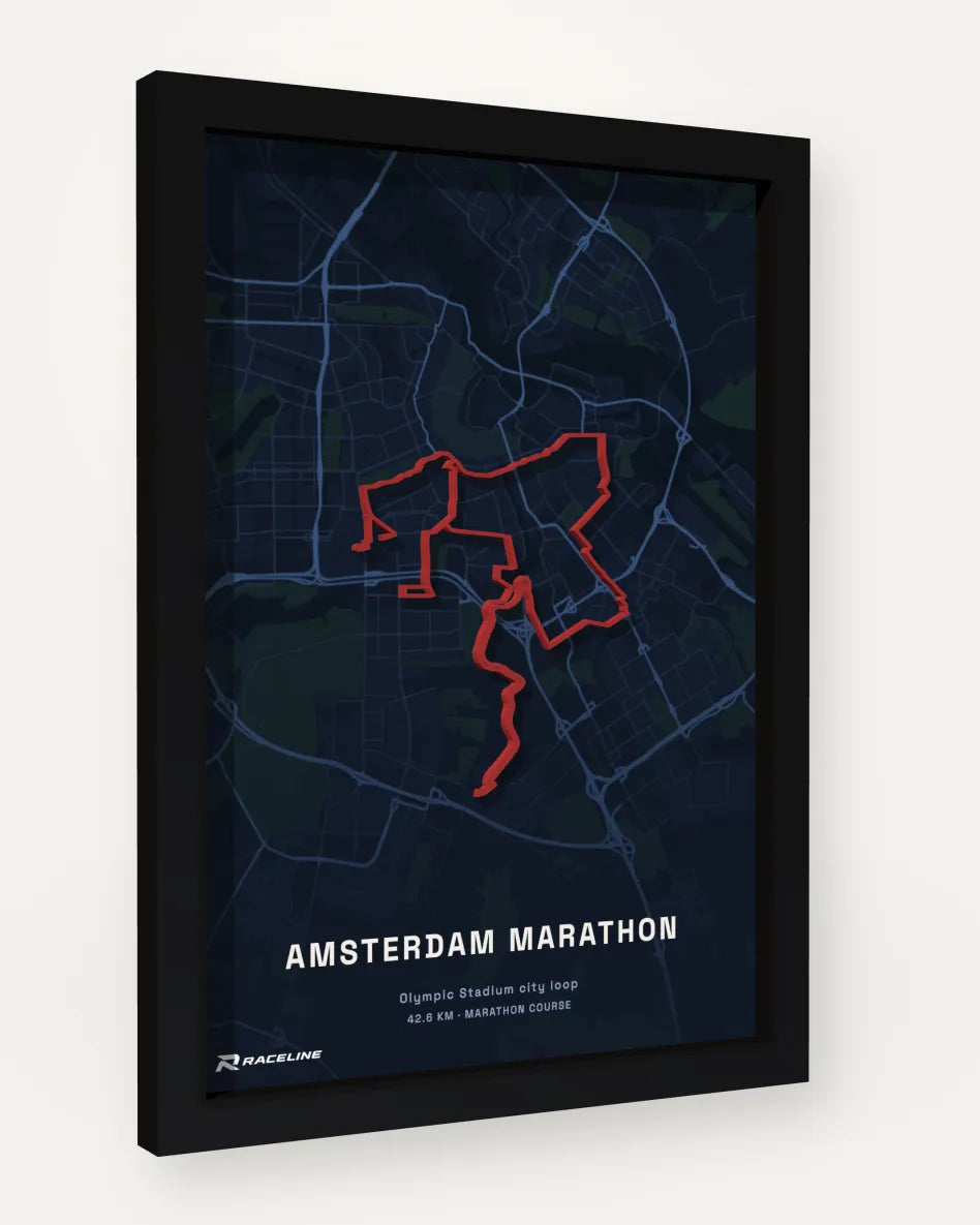 Amsterdam Marathon poster with map background