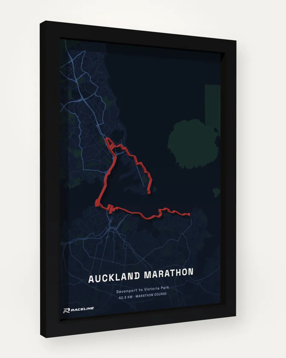 Auckland Marathon poster with map background
