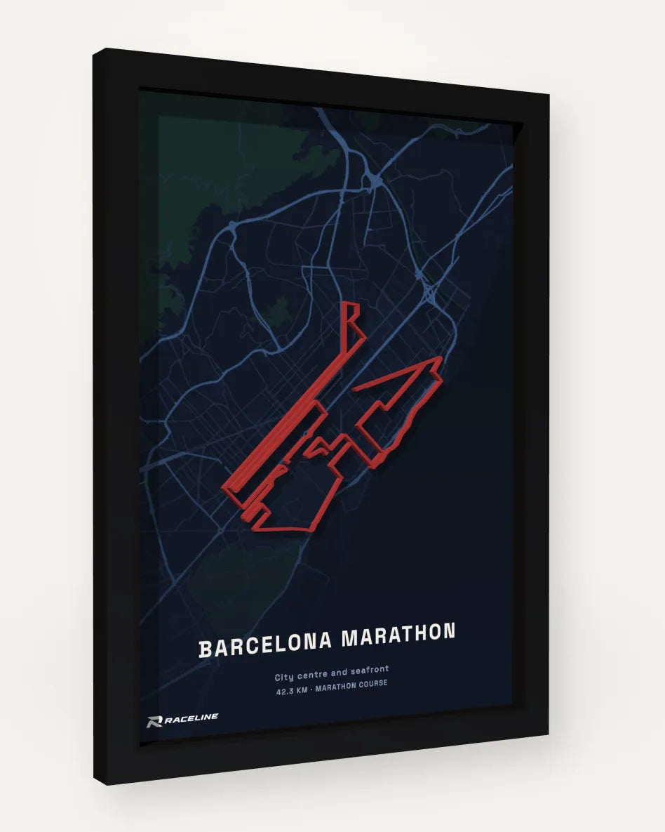 Barcelona Marathon poster with map background