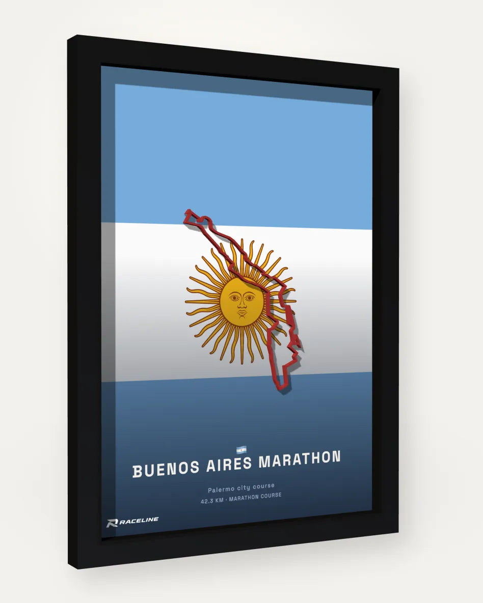 Buenos Aires Marathon poster with flag background