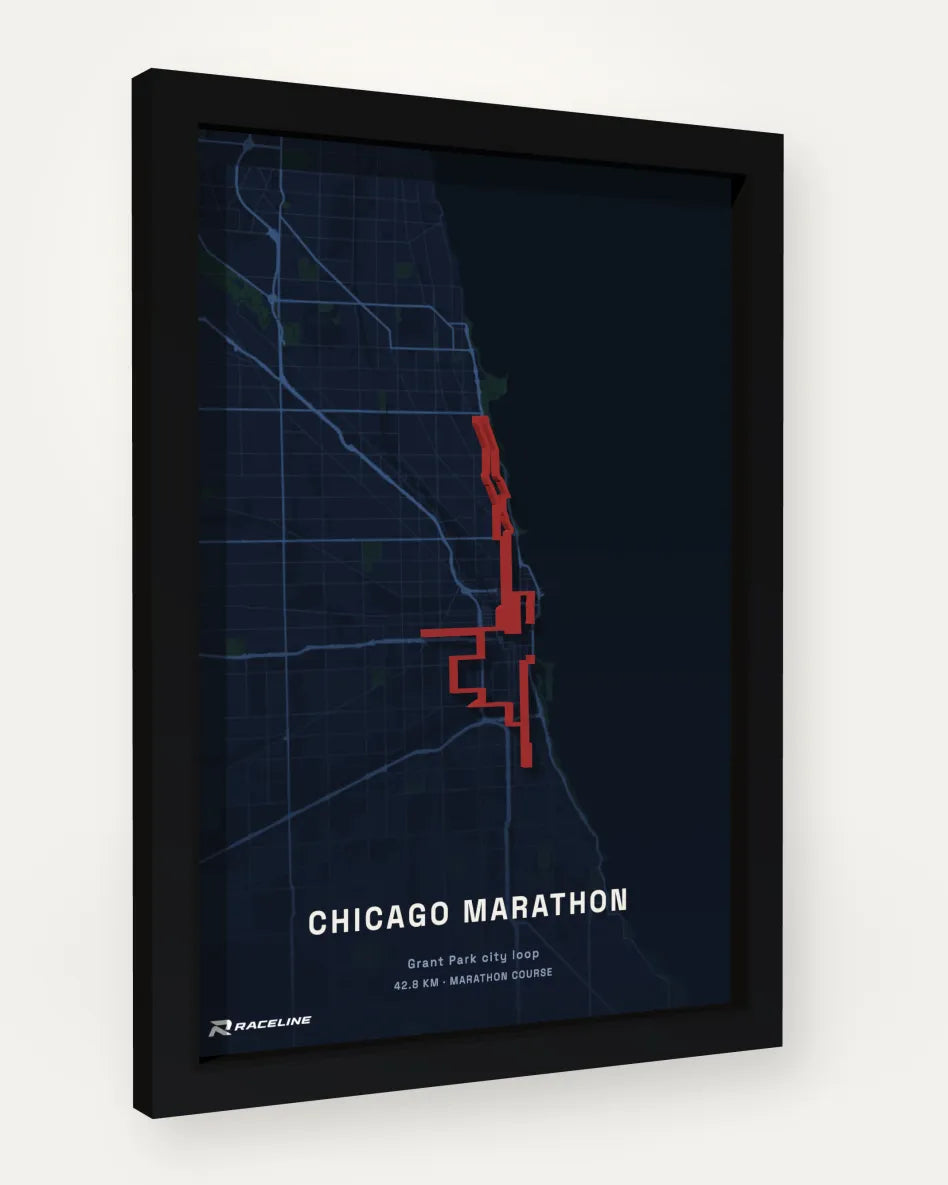 Chicago Marathon poster with map background
