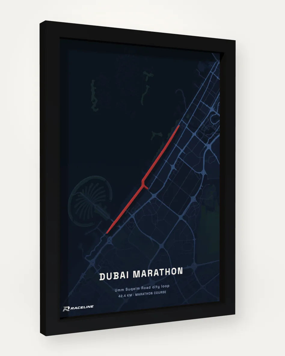 Dubai Marathon poster with map background