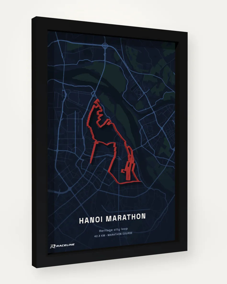 Hanoi Marathon poster with map background