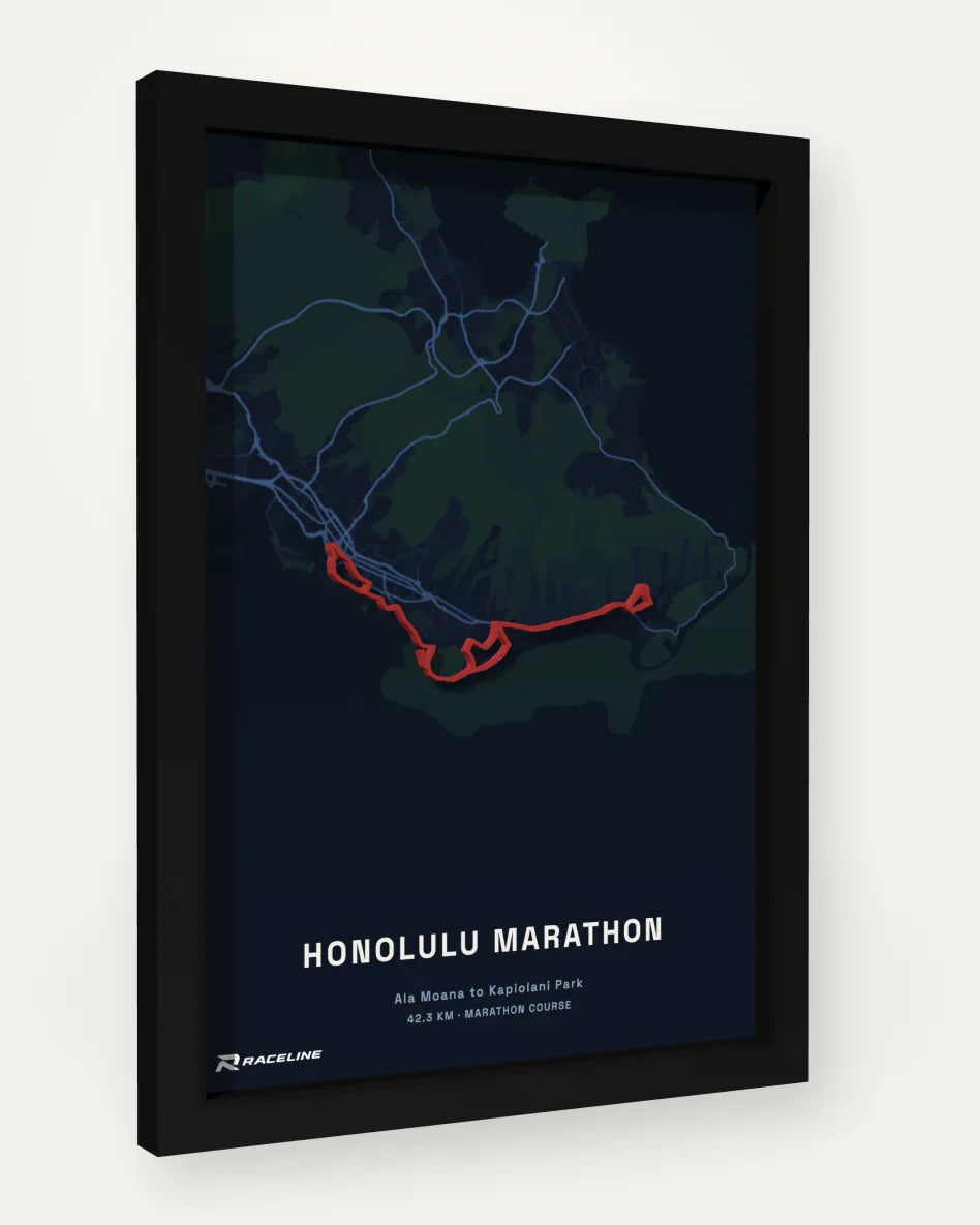 Honolulu Marathon poster with map background