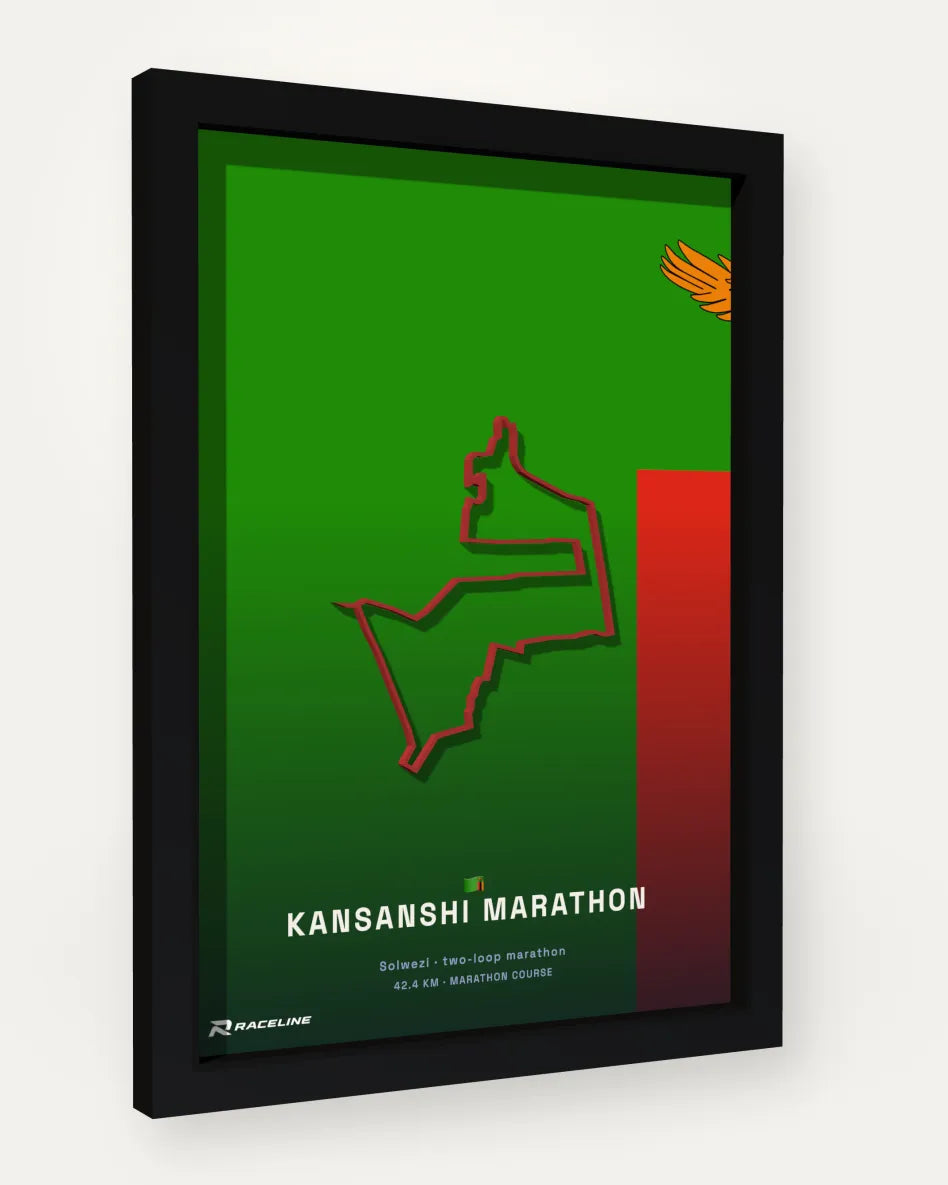 Kansanshi Marathon poster with flag background