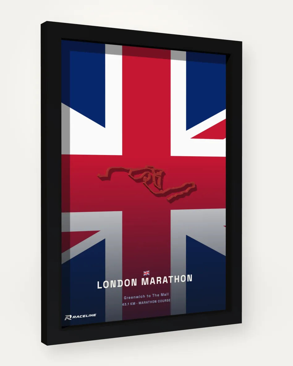 London Marathon poster with flag background
