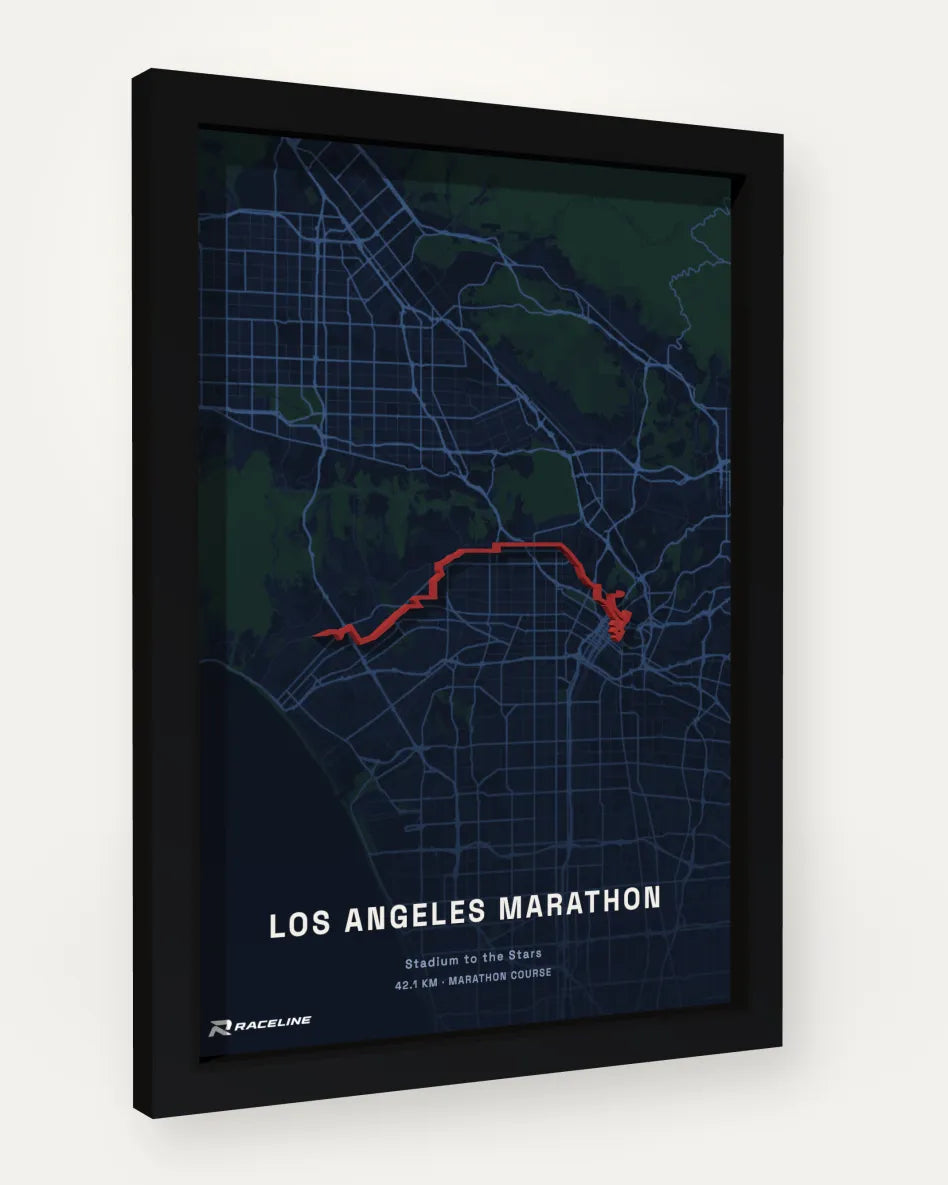 Los Angeles Marathon poster with map background