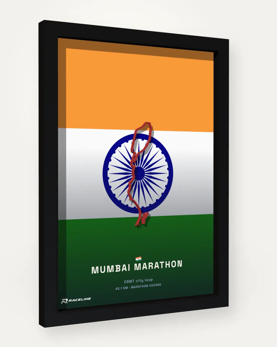 Mumbai Marathon poster with flag background