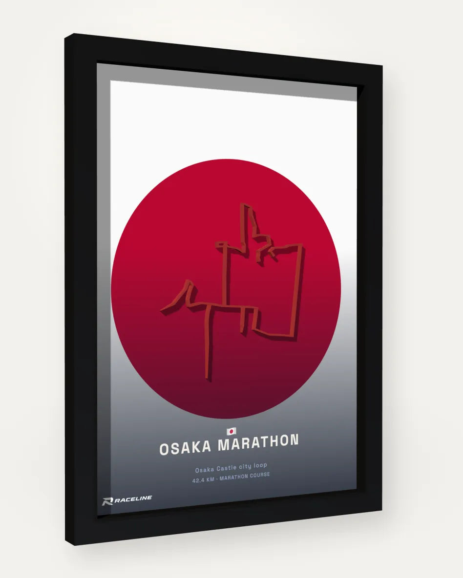 Osaka Marathon poster with flag background