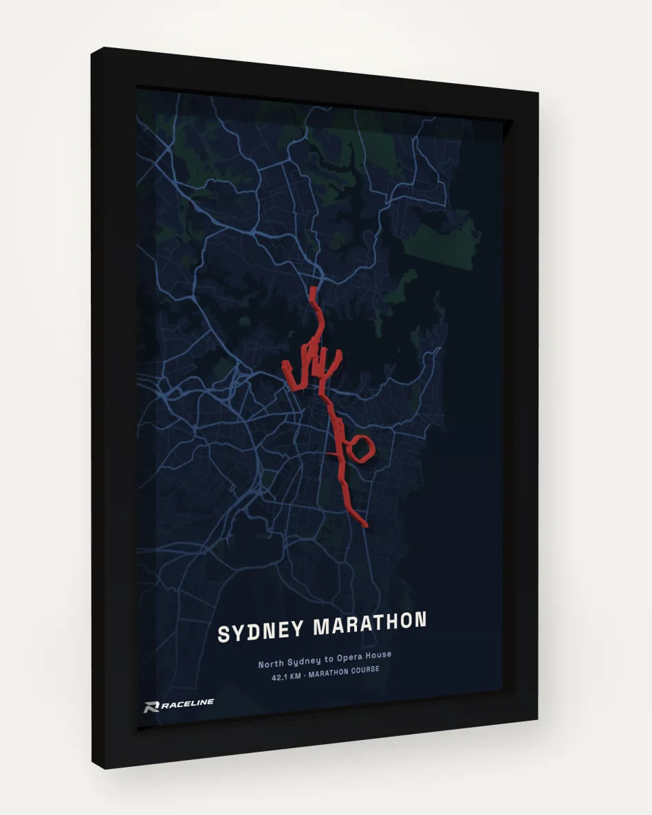 Sydney Marathon poster with map background