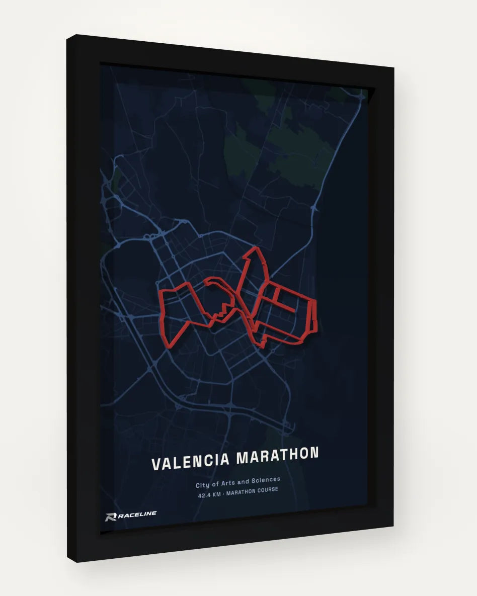 Valencia Marathon poster with map background