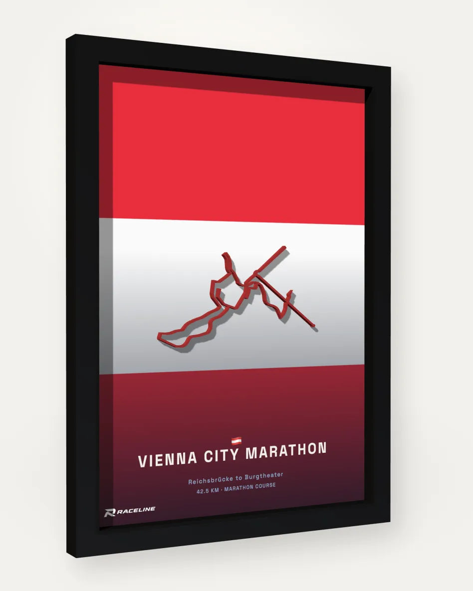 Vienna City Marathon poster with flag background