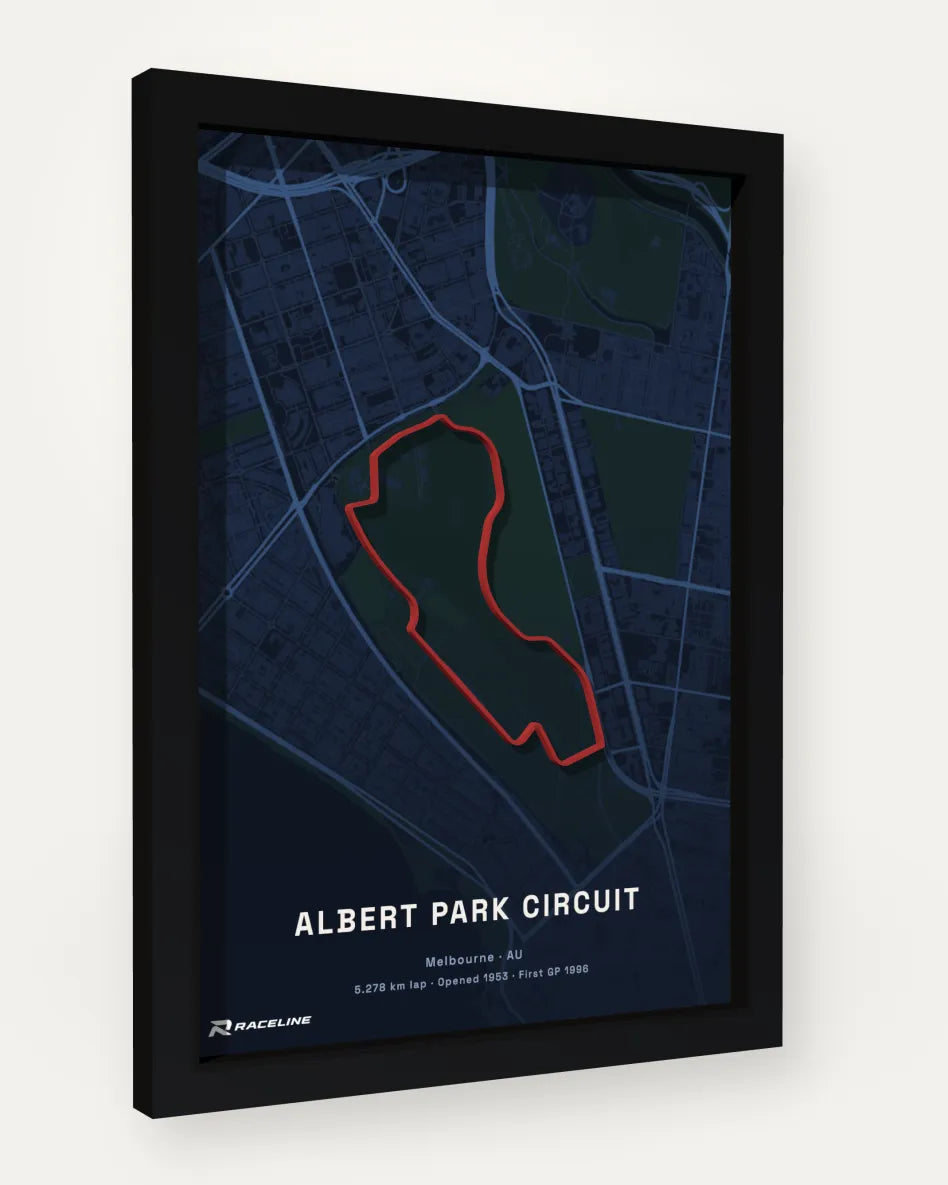 Albert Park Circuit poster with map background
