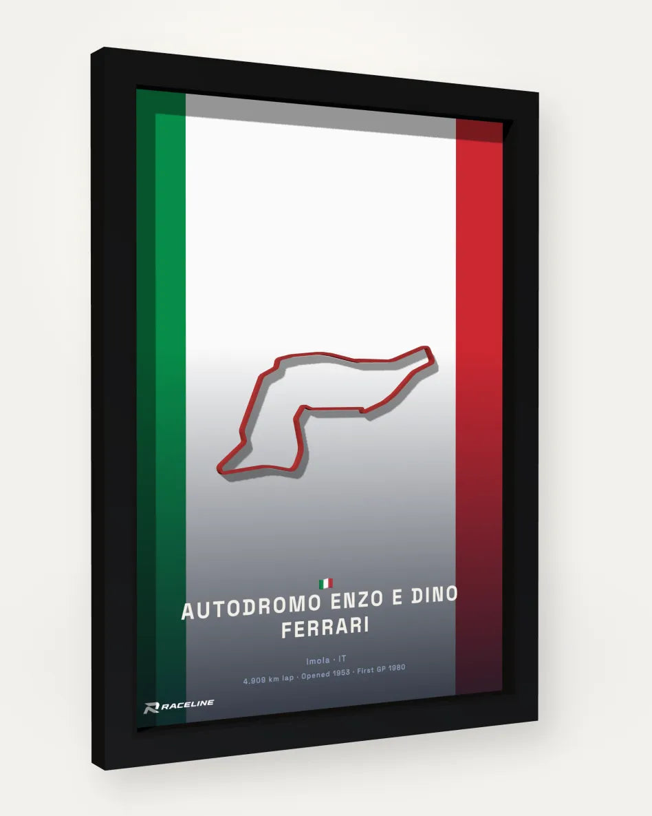Autodromo Enzo e Dino Ferrari poster with flag background