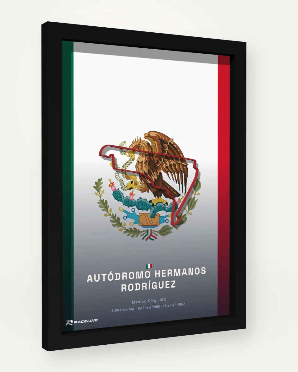 Autódromo Hermanos Rodríguez poster with flag background