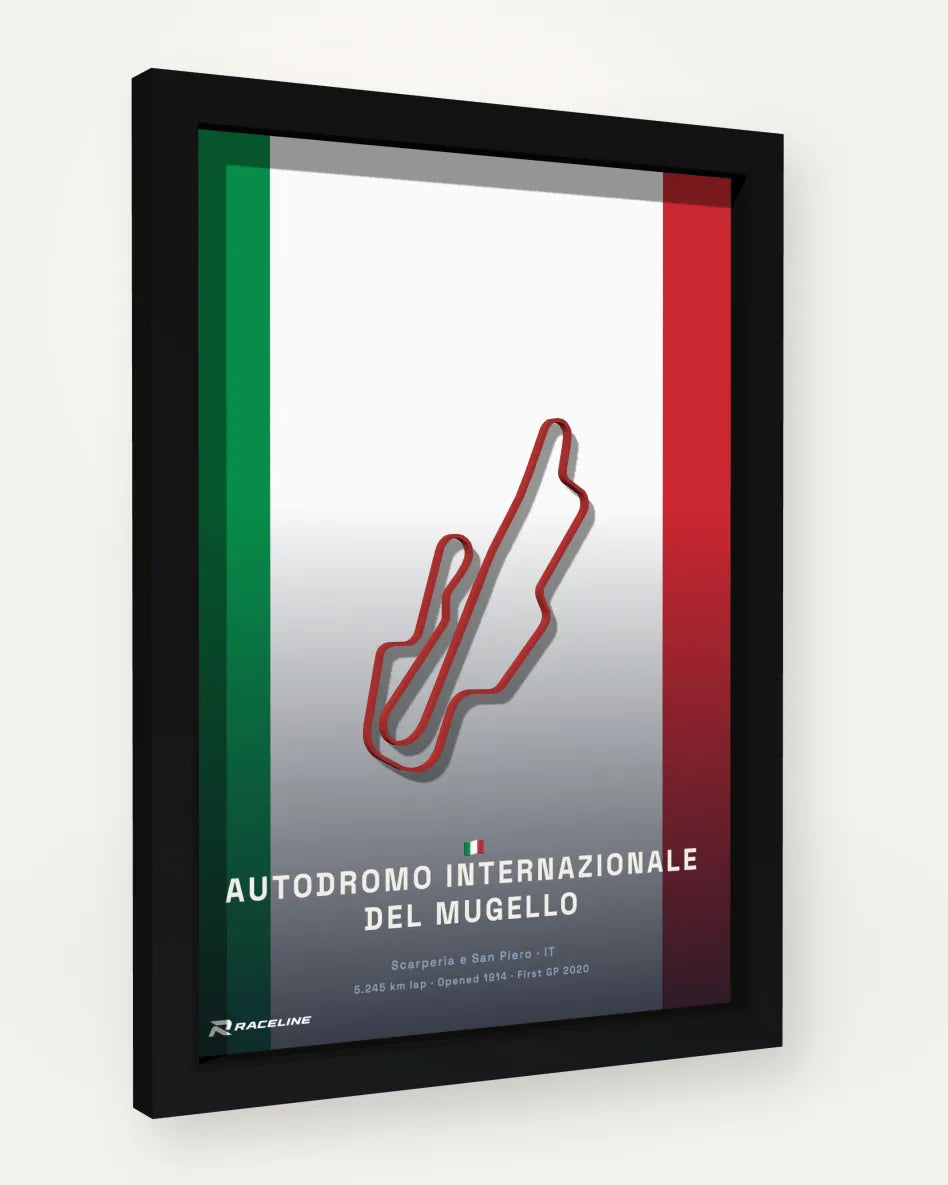 Autodromo Internazionale del Mugello poster with flag background