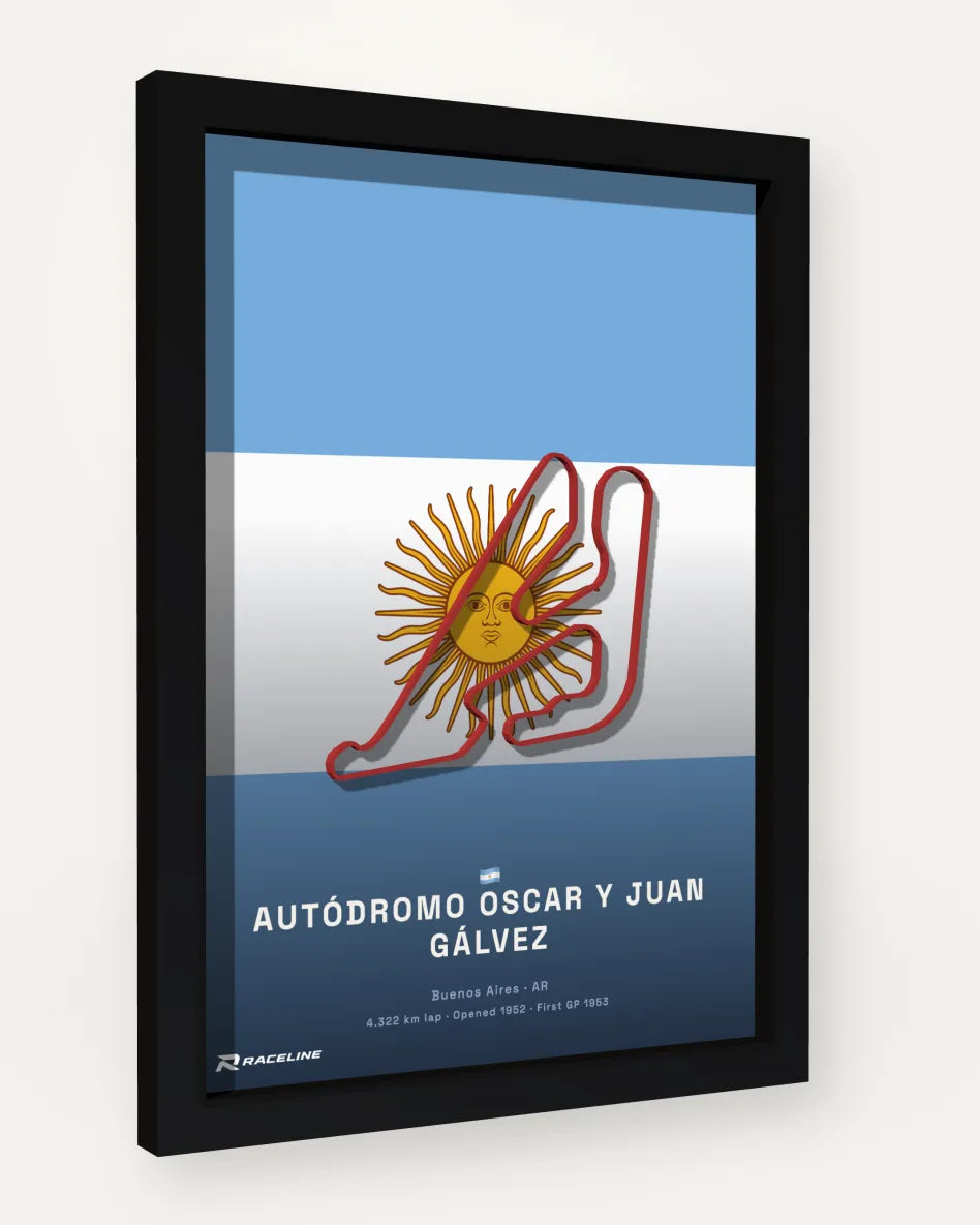 Autódromo Oscar y Juan Gálvez poster with flag background