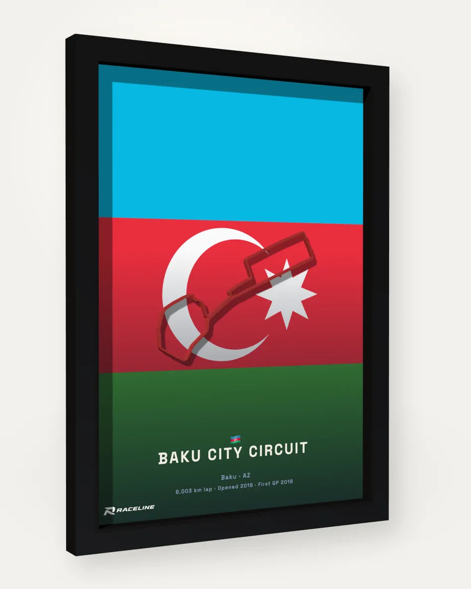 Baku City Circuit poster with flag background