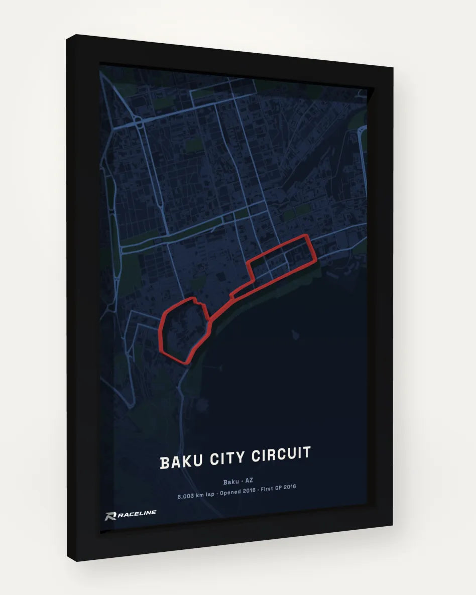 Baku City Circuit poster with map background