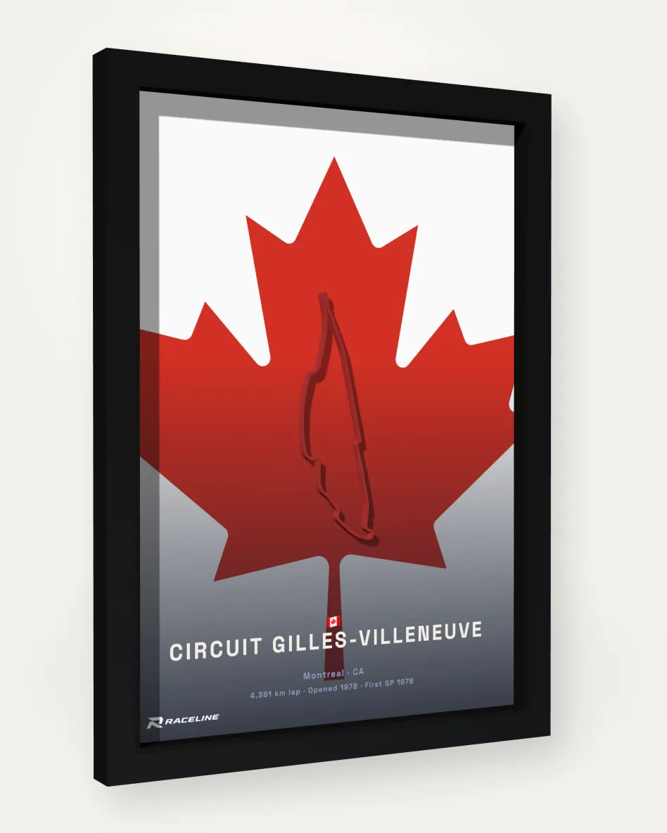 Circuit Gilles-Villeneuve poster with flag background