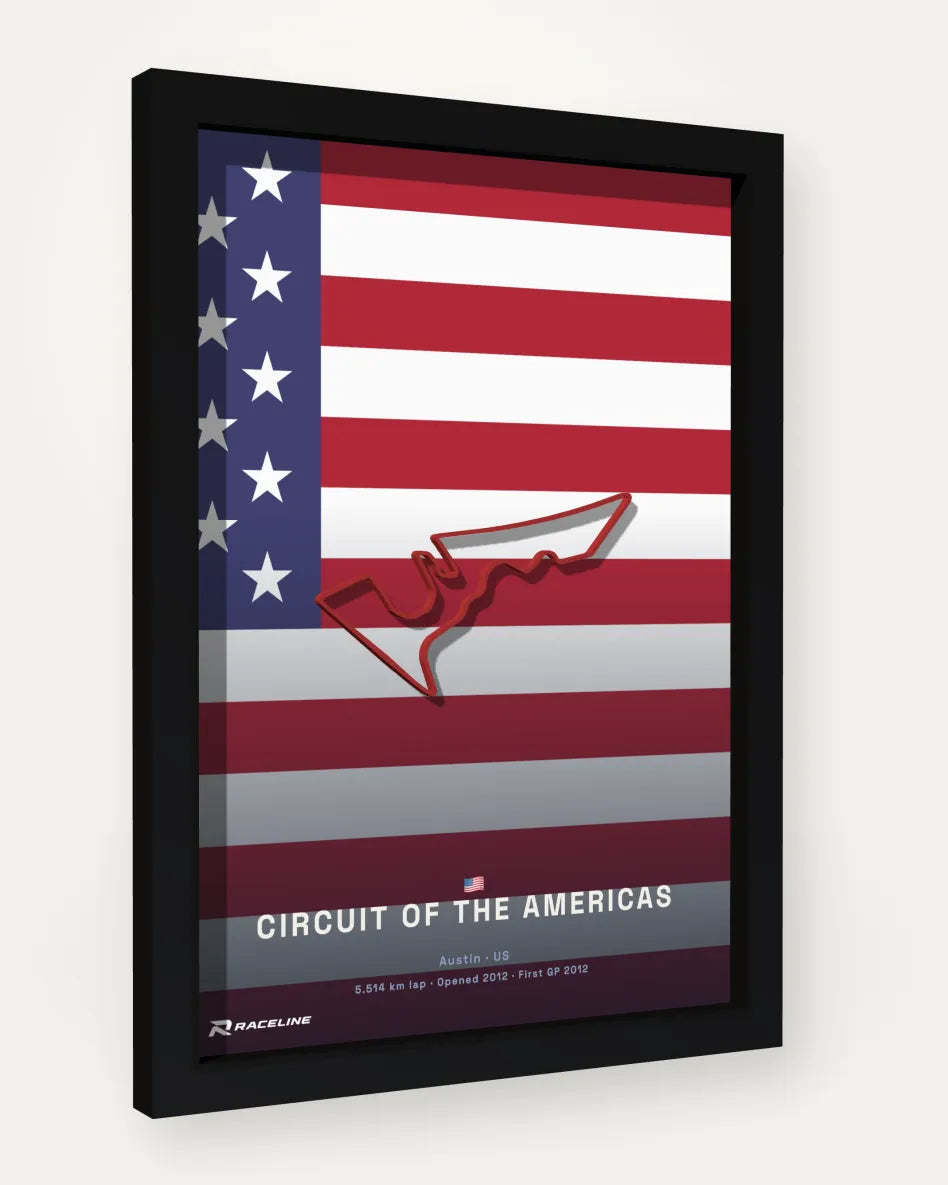 Circuit of the Americas poster with flag background