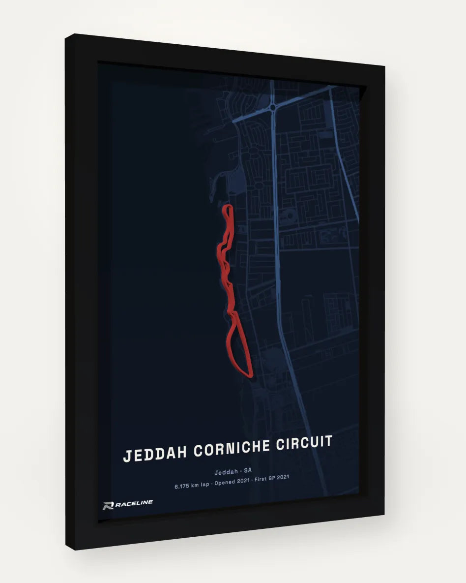 Jeddah Corniche Circuit poster with map background