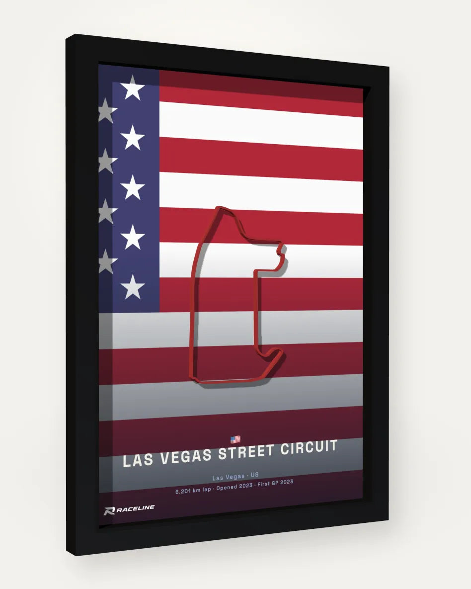 Las Vegas Street Circuit poster with flag background