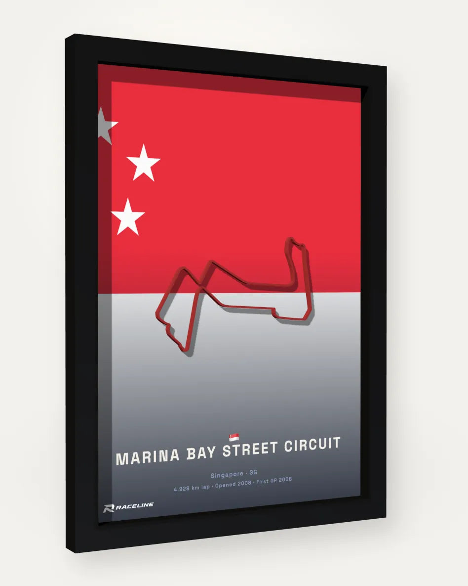 Marina Bay Street Circuit poster with flag background